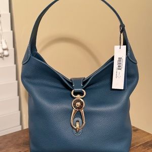 NWT Dooney & Bourke Blue Pebble Grain Small Logo Lock Sac Purse